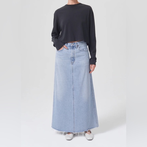 Agolde Denim Hilla Skirt In Practice (light blue) Size 26 - Picture 3 of 12